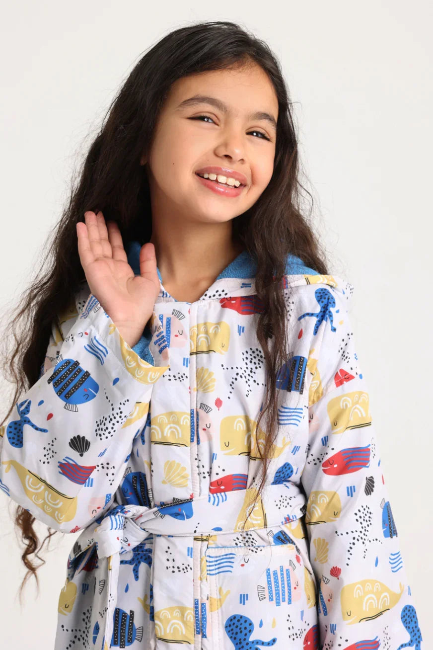 unisex swim robe – fish print - playmore