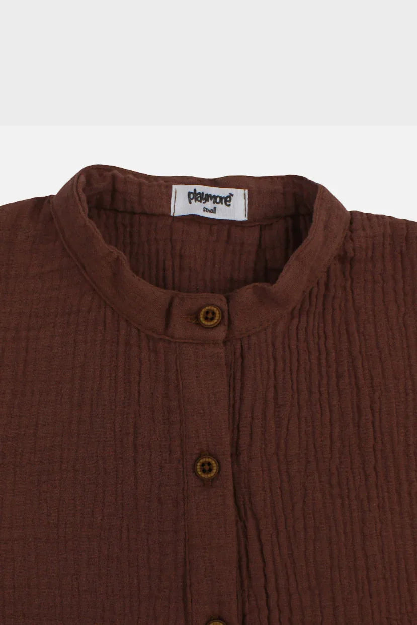 Girls Cotton Blouse – Brown - playmore