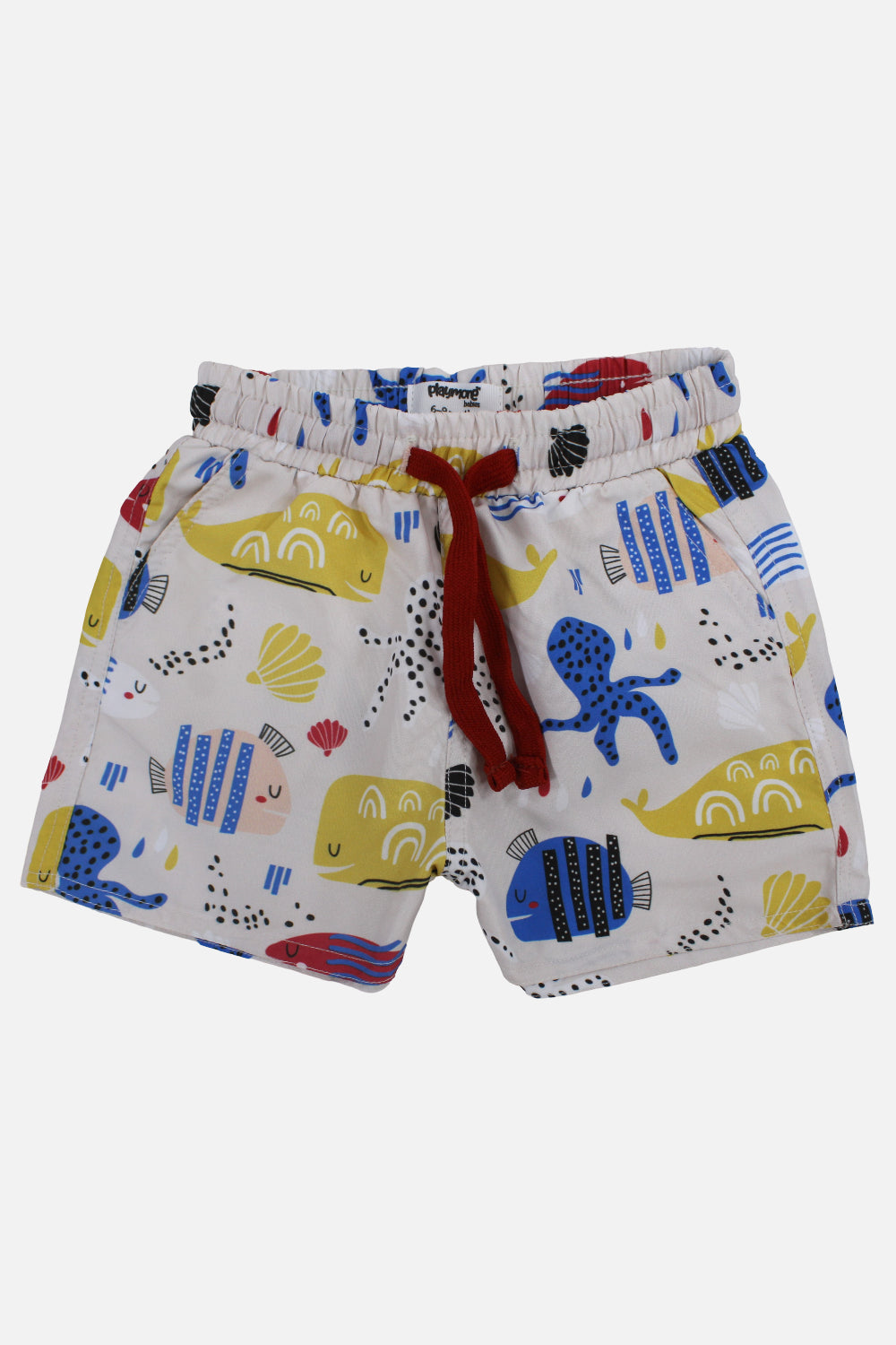 Baby Boys Swimsuit – Beige with Fish Print