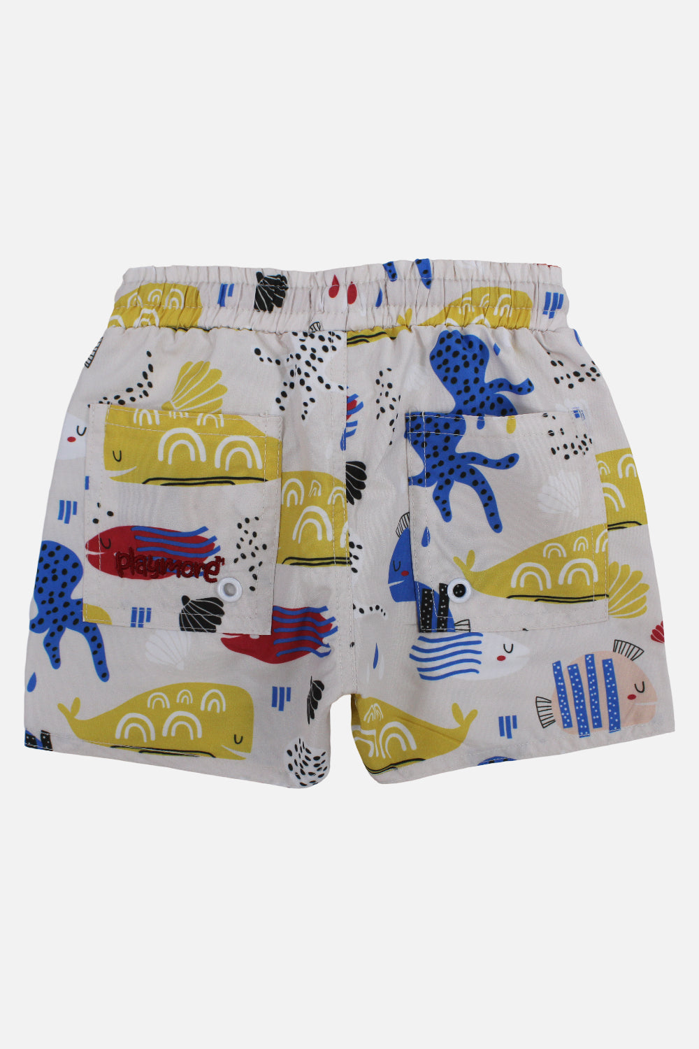Baby Boys Swimsuit – Beige with Fish Print