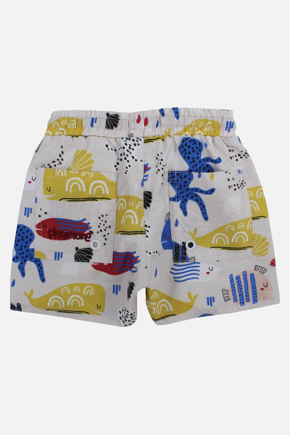 Baby Boys Swimsuit – Beige with Fish Print - playmore