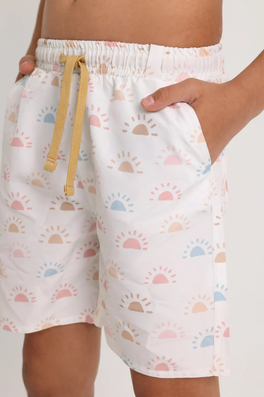 boys swimsuit – offwhite sun print - playmore