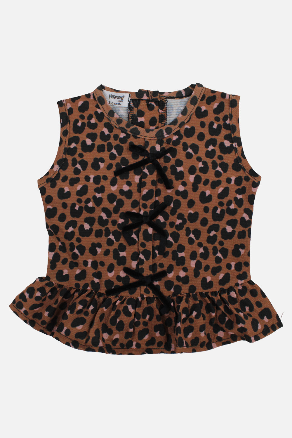 Baby Girls Blouse – Brown Leopard Print