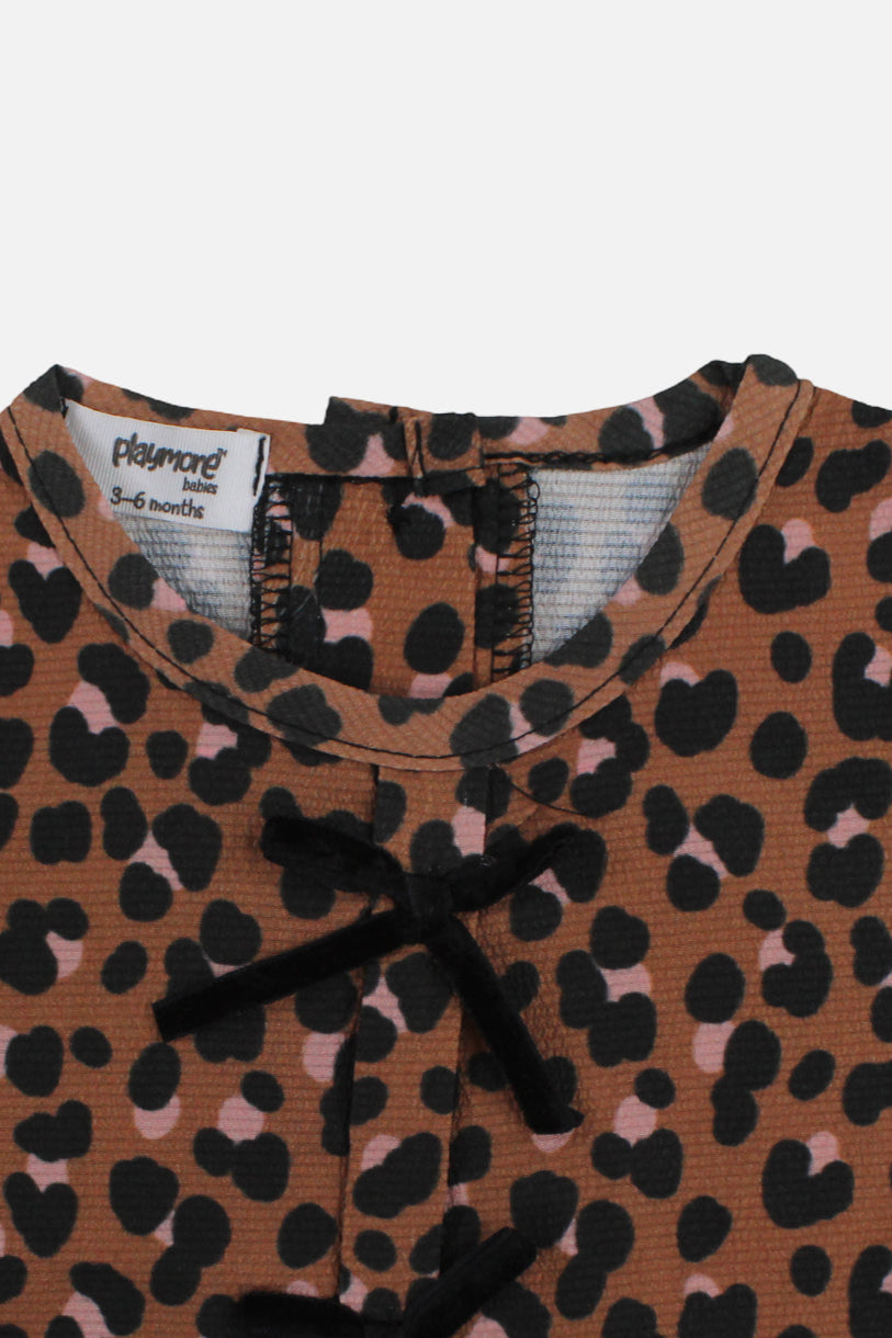 Baby Girls Blouse – Brown Leopard Print