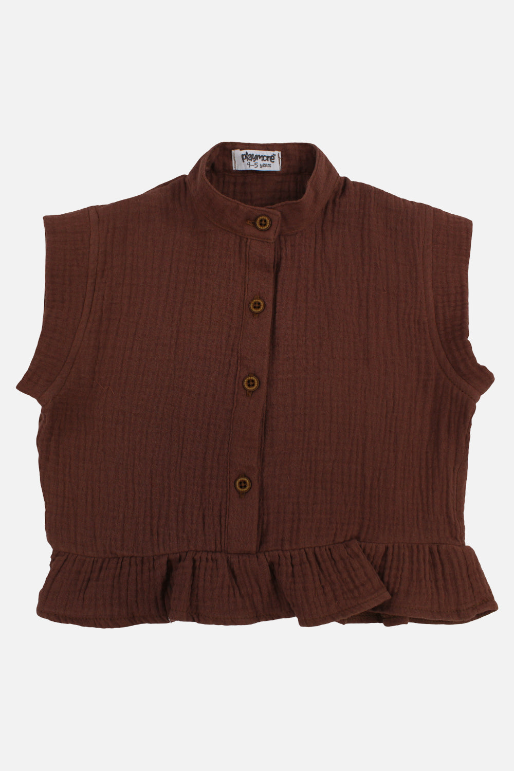 Girls Cotton Blouse – Brown