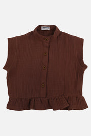 Girls Cotton Blouse – Brown