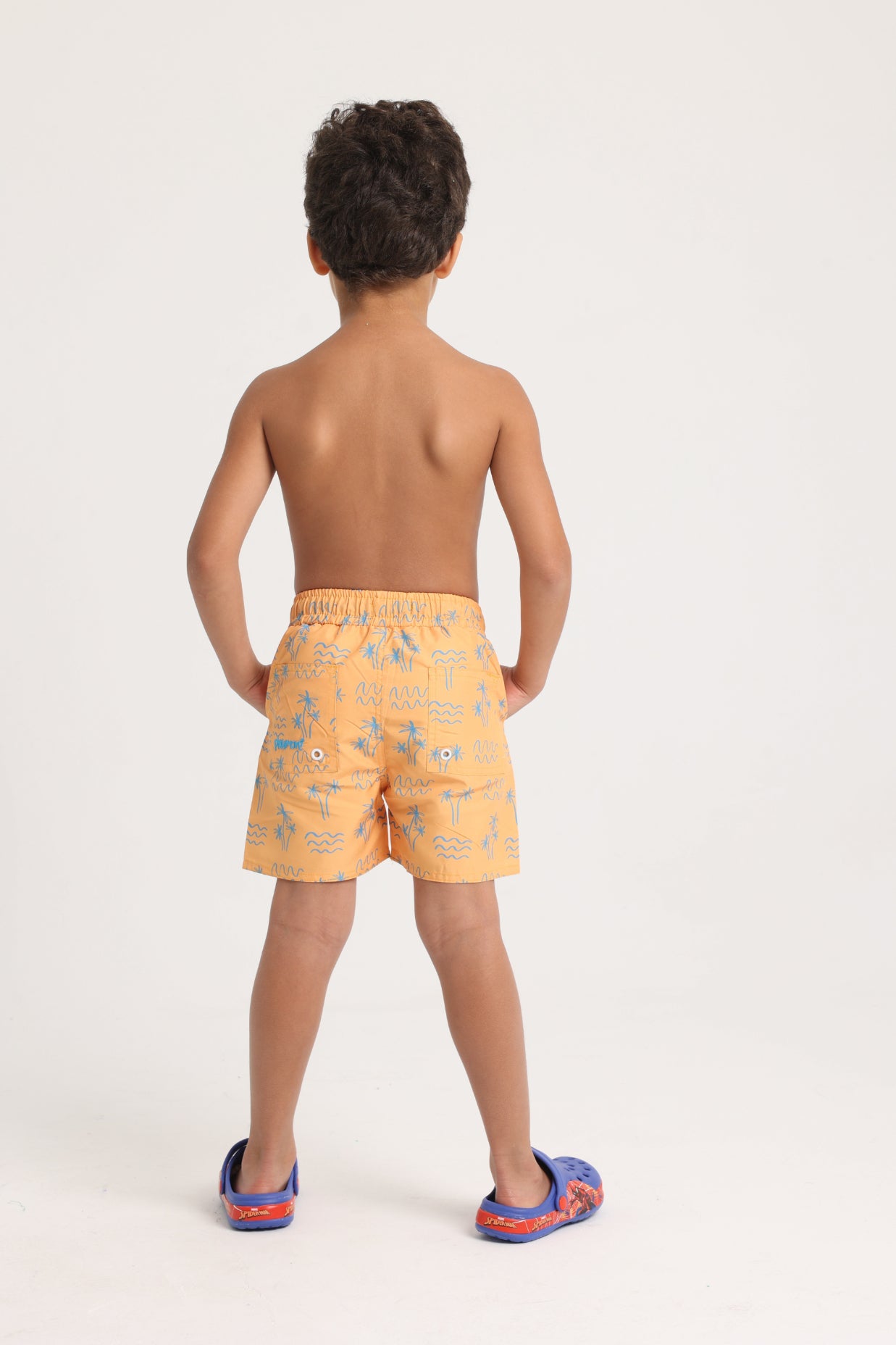 baby boys swimsuit – mustard palm print