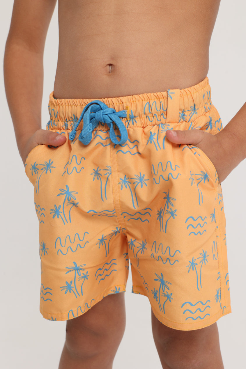 baby boys swimsuit – mustard palm print