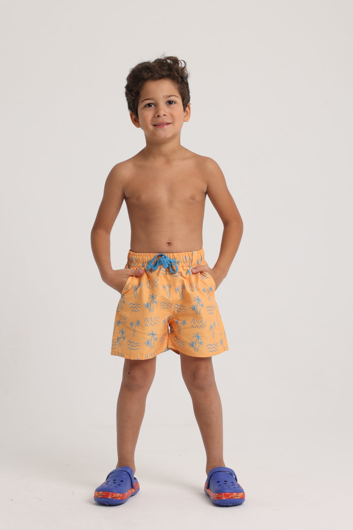 baby boys swimsuit – mustard palm print