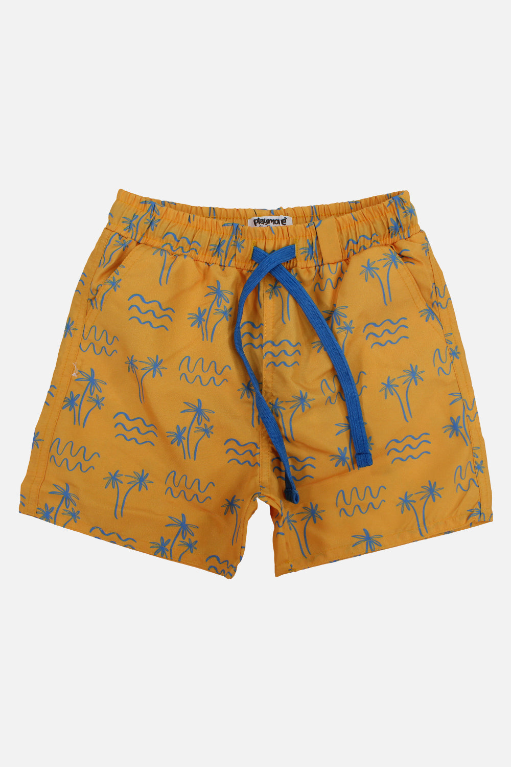 Boys Swimsuit – Mustard with Palm Print