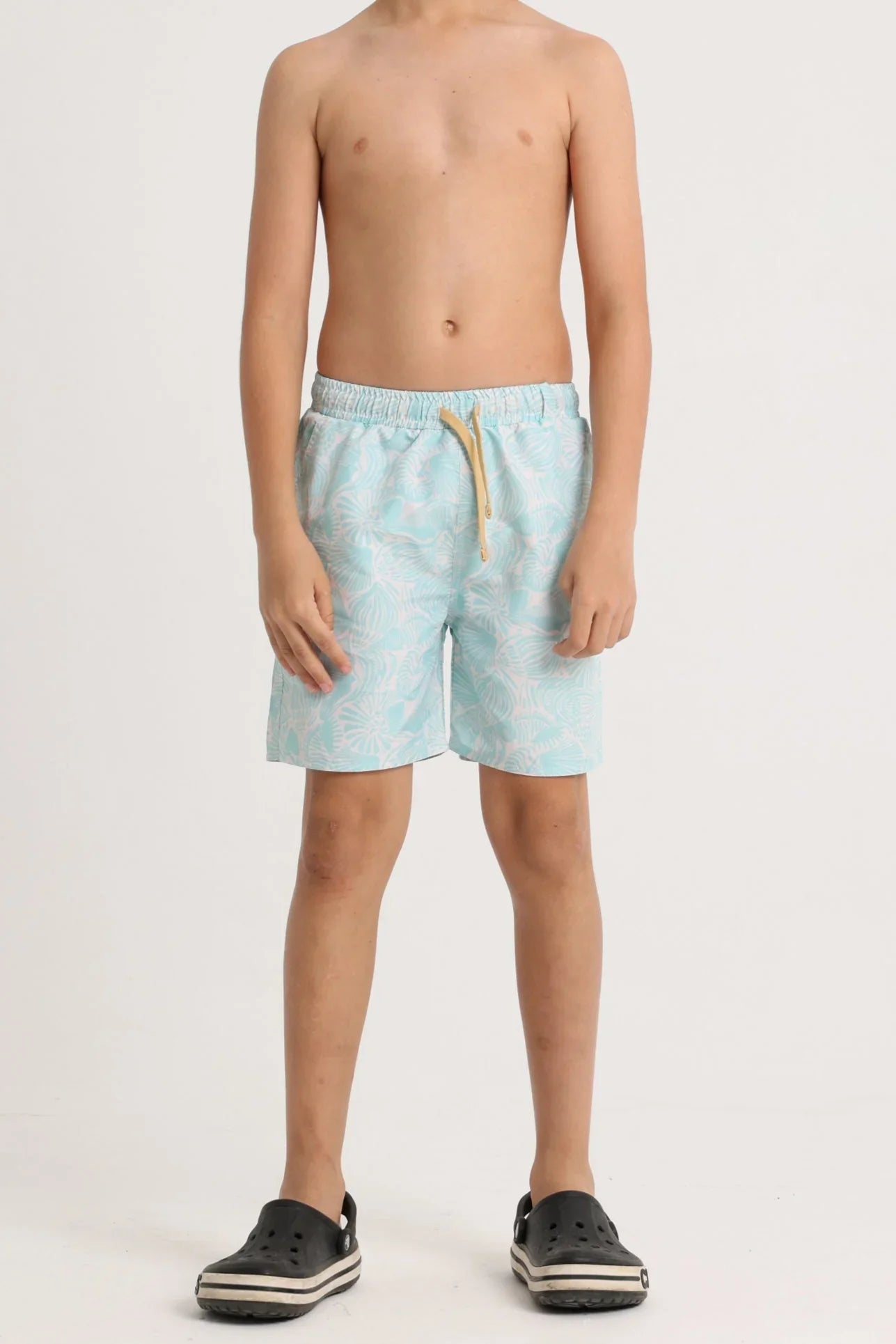 Boys Swimsuit – Aqua with Leaves Print - playmore