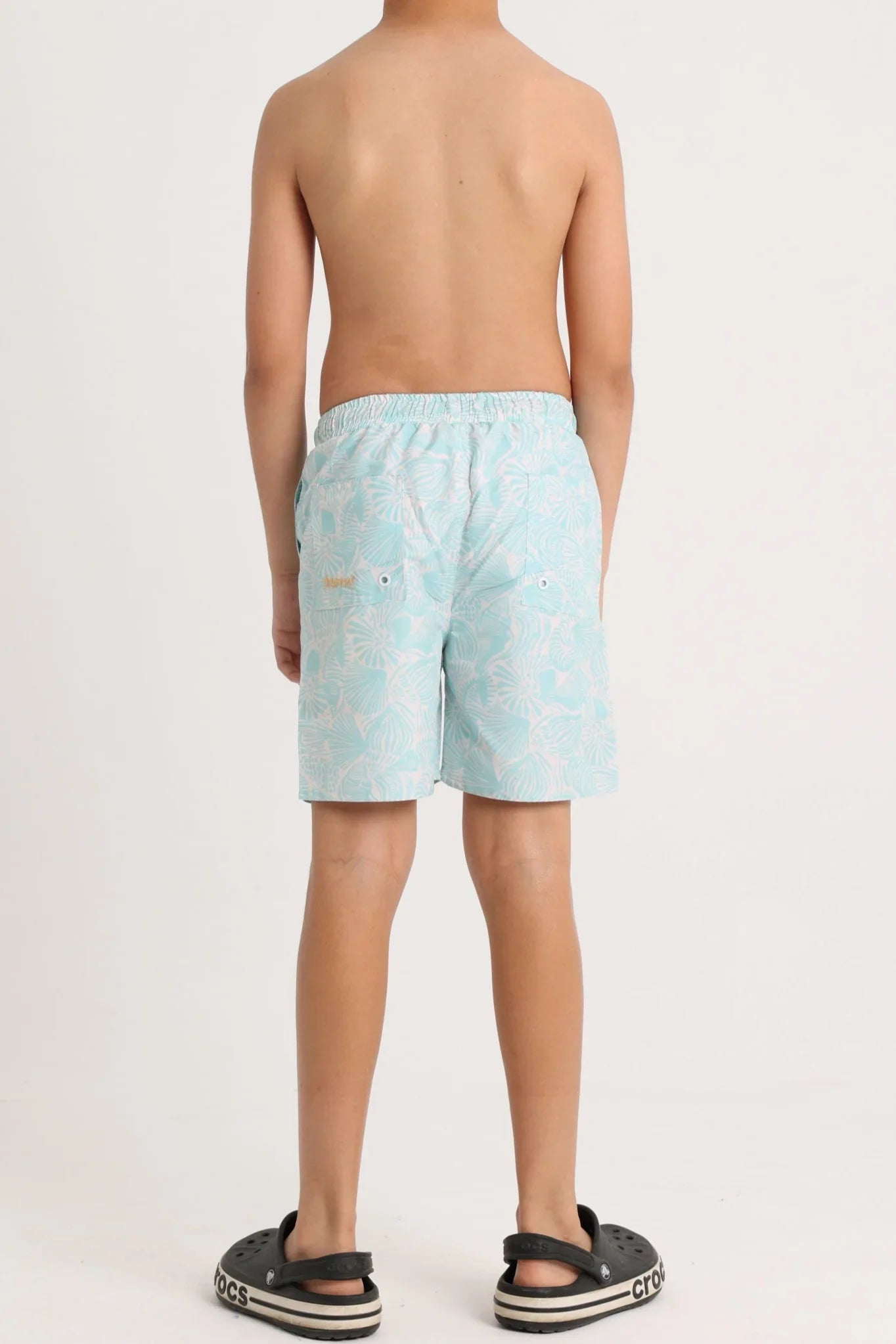Boys Swimsuit – Aqua with Leaves Print - playmore
