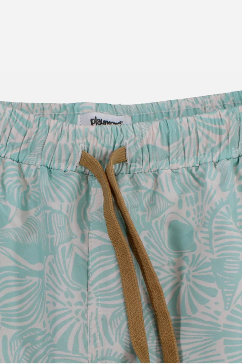 Boys Swimsuit – Aqua with Leaves Print - playmore