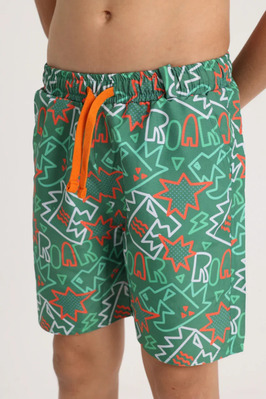Boys Swimsuit – Green Dino Roar Print - playmore