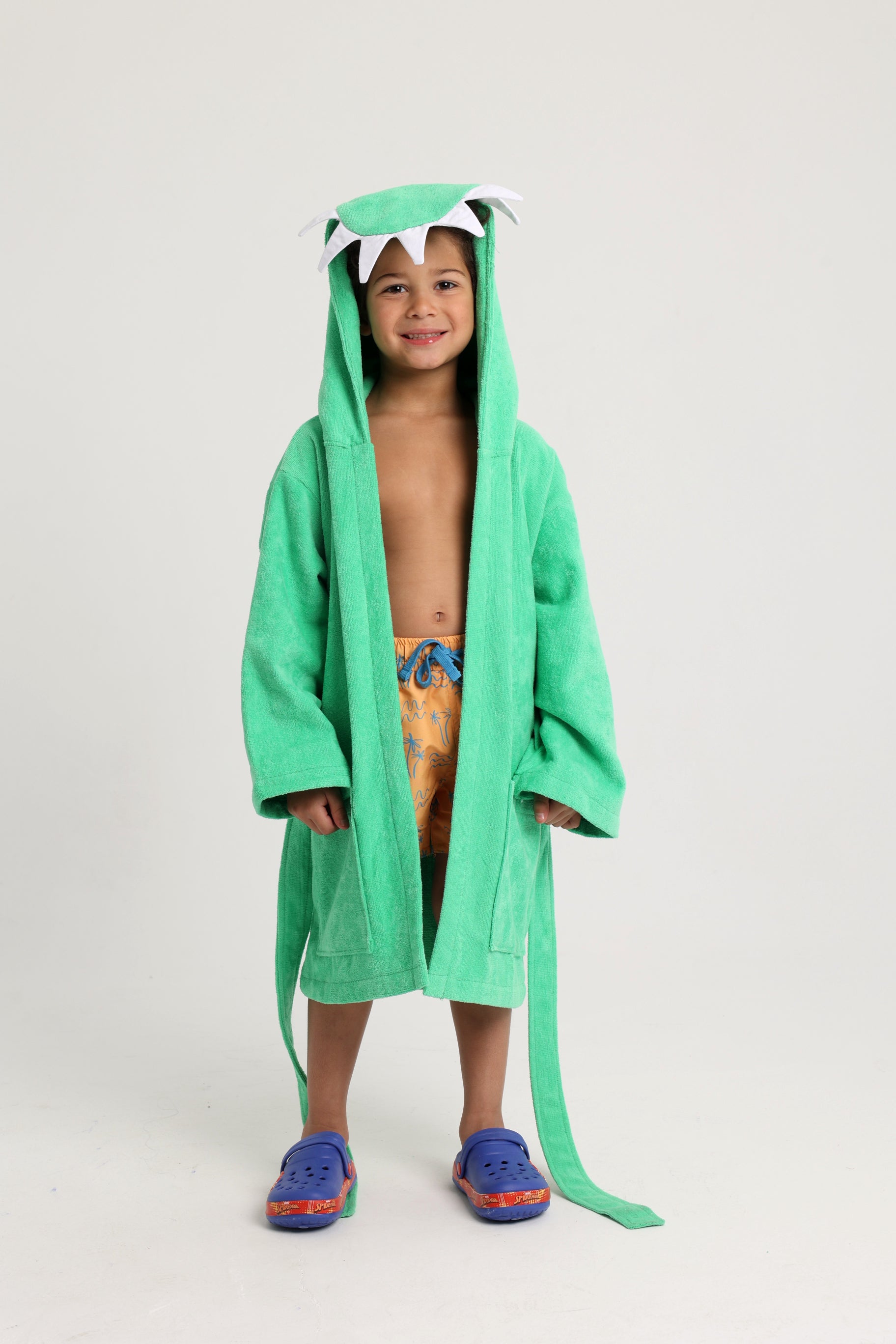 unisex baby swim robe – dinosaur sleeves