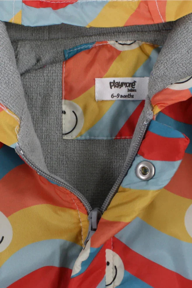 Unisex Baby Waterproof Swim Robe – Multicolored with Smiley Faces - playmore
