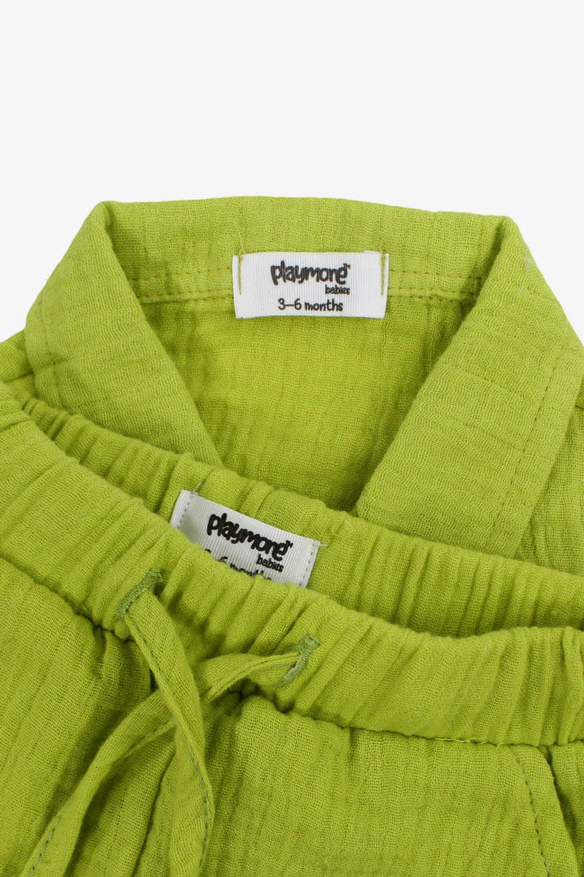 Unisex Baby 2-Piece Cotton Outfit Set – Light Green - playmore