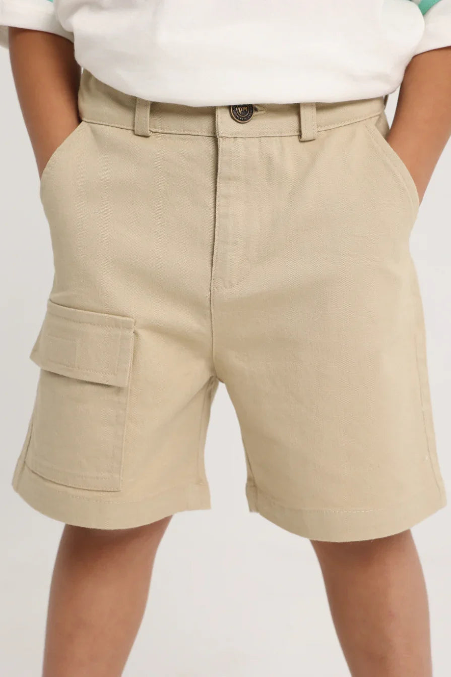Boys Gabardine Shorts – Beige - playmore