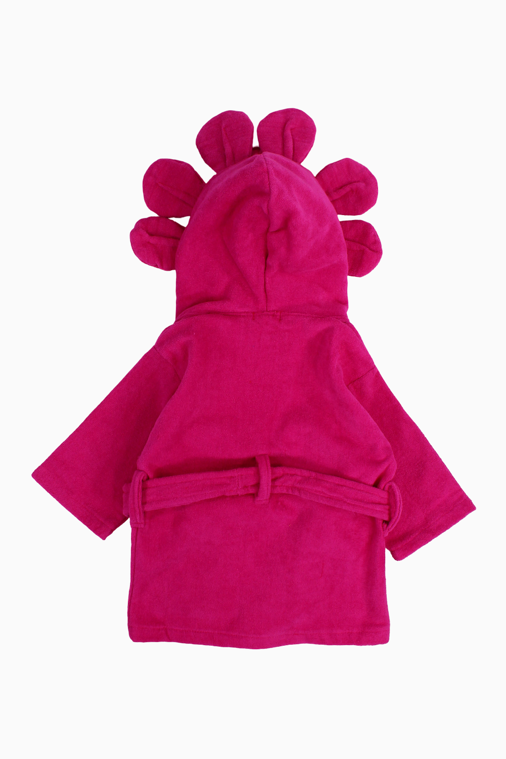 Baby Girls Plush Swim Robe – Fuchsia with Smiling Flowers Design