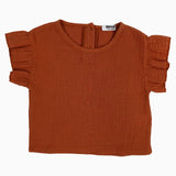 Girls Cotton Short-Sleeved Blouse – Brick
