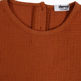 Girls Cotton Short-Sleeved Blouse – Brick