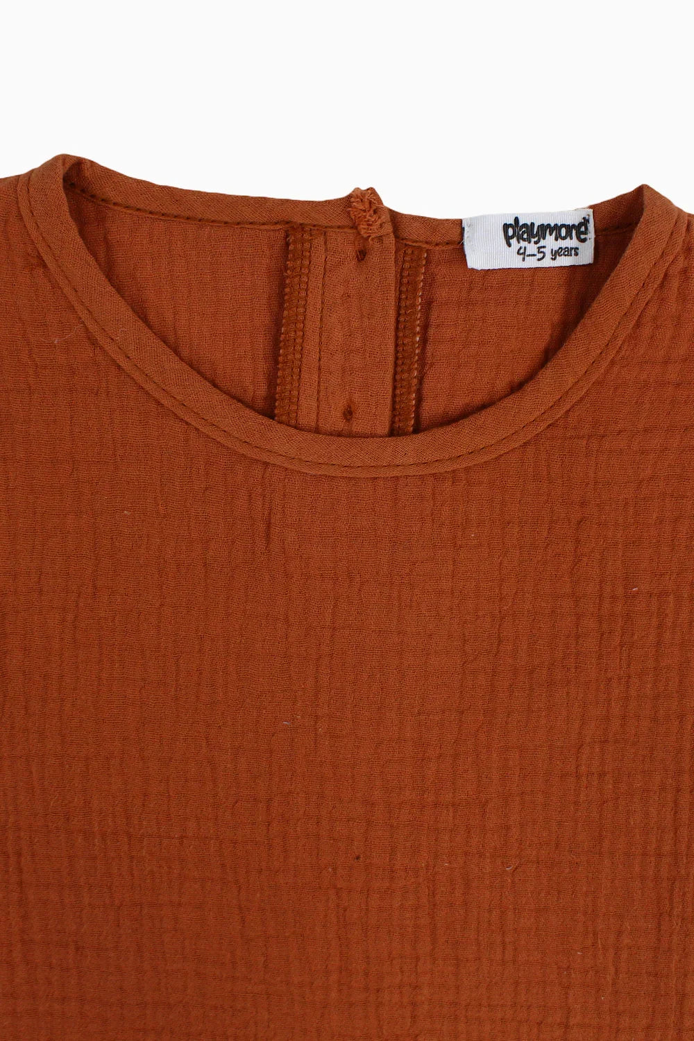 Girls Cotton Short-Sleeved Blouse – Brick - playmore