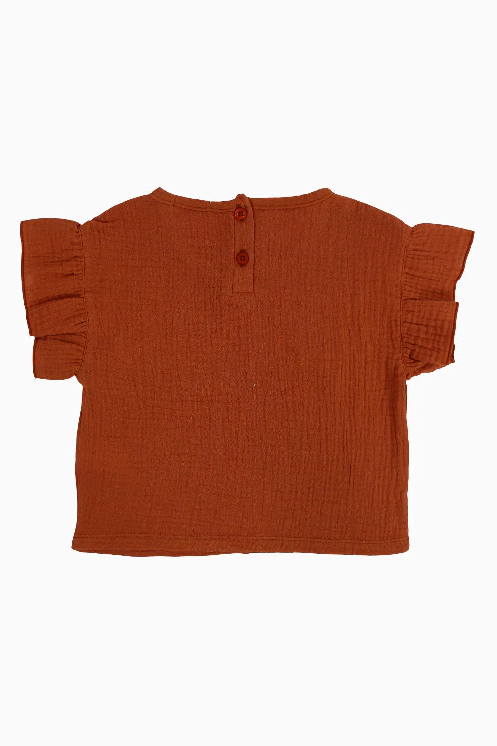 Girls Cotton Short-Sleeved Blouse – Brick - playmore