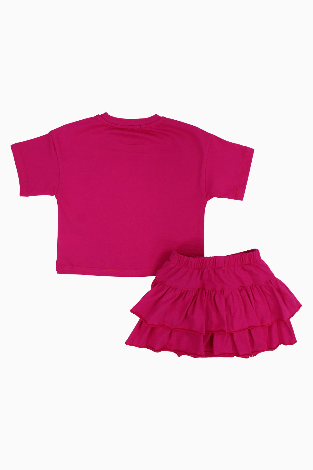 Baby Girls Cotton Outfit Set – Fuchsia Short Sleeves
