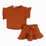 Baby Girls Cotton 2-Piece Outfit Set – Brick