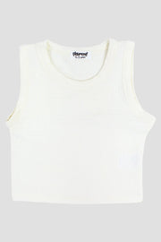 Girls Cotton Tank Top – Off-white - playmore