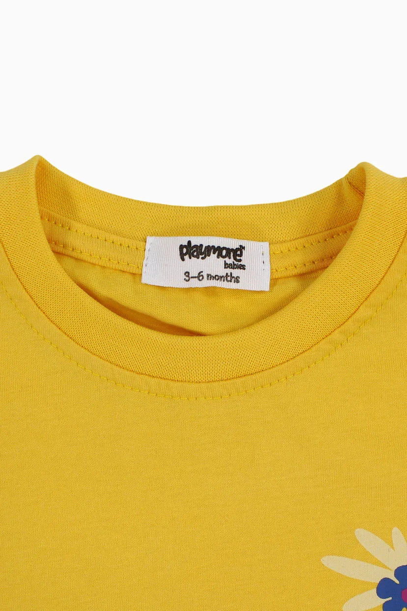 baby girl cotton t-shirt – yellow - playmore
