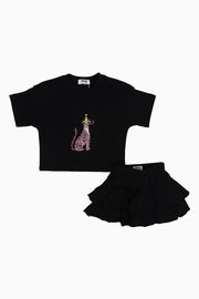 Baby Girls Cotton 2-Piece Outfit Set – Black - playmore