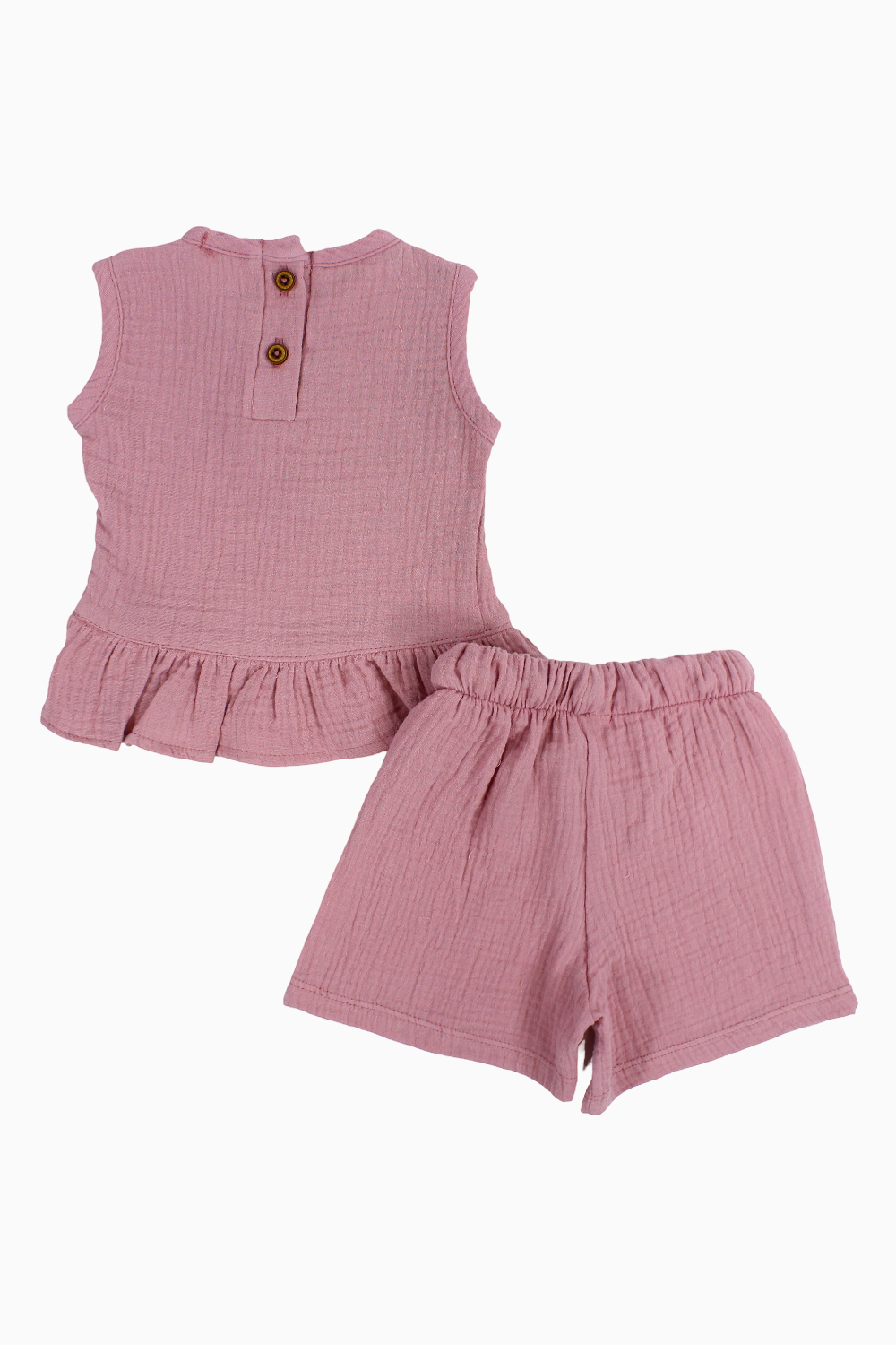 Baby Girls Cotton 2-Piece Outfit Set – Dusty Pink