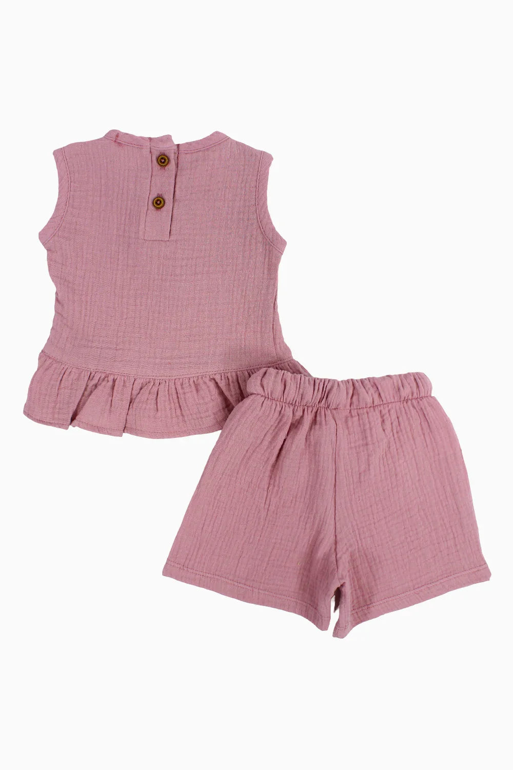 Baby Girls Cotton 2-Piece Outfit Set – Dusty Pink - playmore