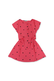 girls cotton dress – watermelon with hearts print