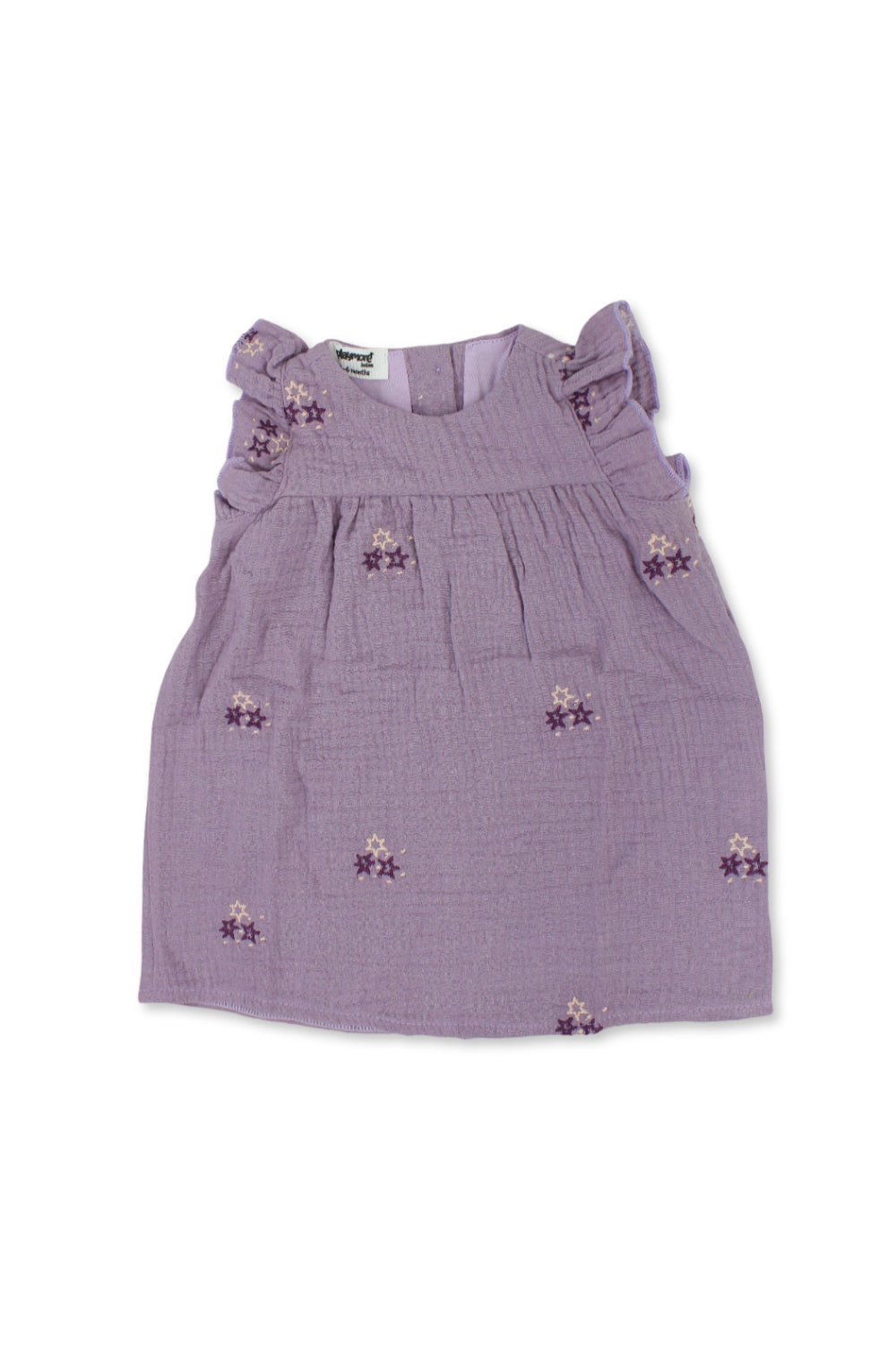 baby girls cotton dress – purple with stars embroidery