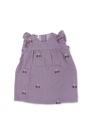baby girls cotton dress – purple with stars embroidery