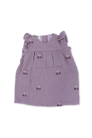 baby girls cotton dress – purple with stars embroidery