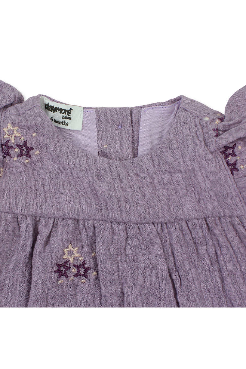 baby girls cotton dress – purple with stars embroidery