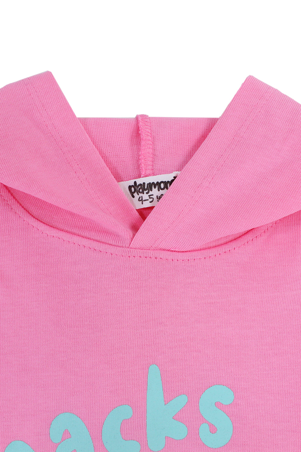girls cotton hoodie – pink with "snacks for dinner" bananas print