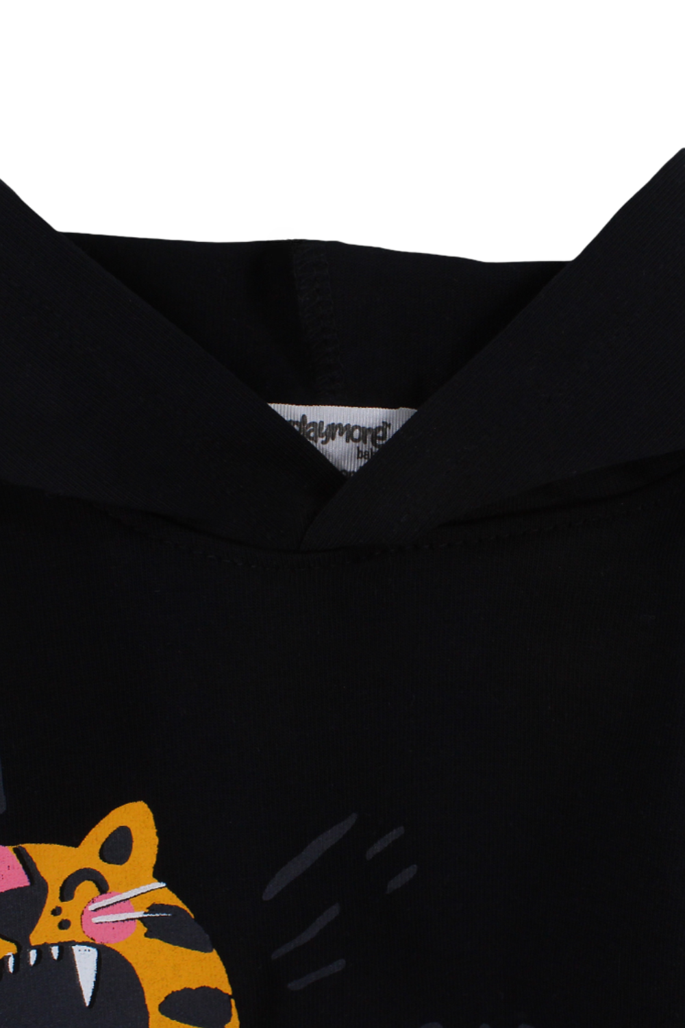 baby boys cotton hooded t-shirt black with little tiger print