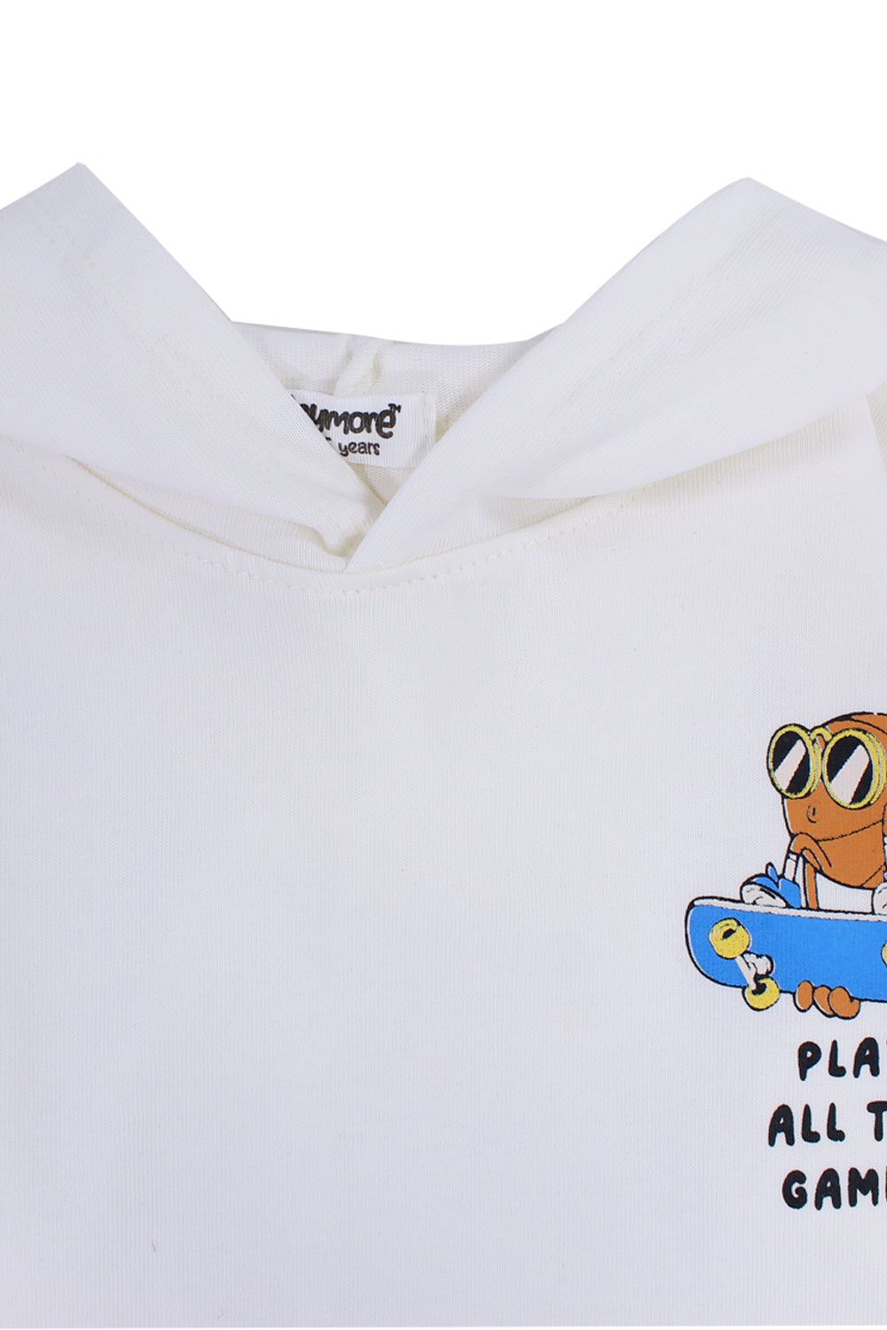 unisex cotton hoodie – offwhite with "play all the games" print