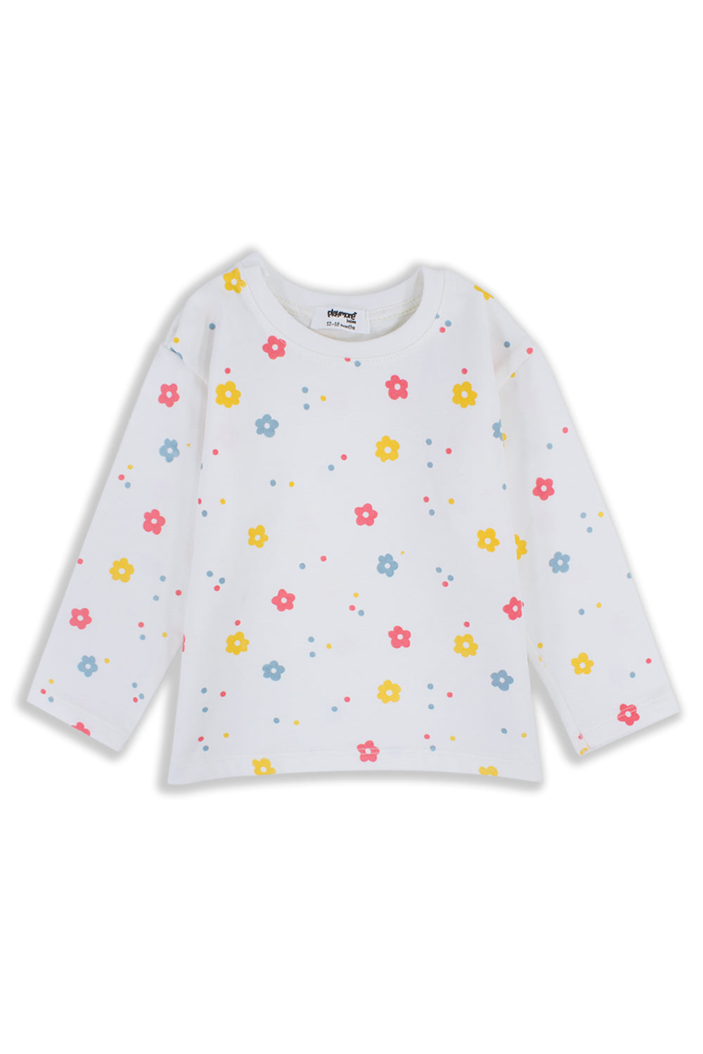 baby girls cotton t-shirt offwhite with flowers print