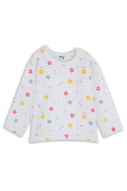 baby girls cotton t-shirt offwhite with flowers print