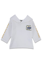 baby boys cotton hooded t-shirt offwhite with hippopotamus print