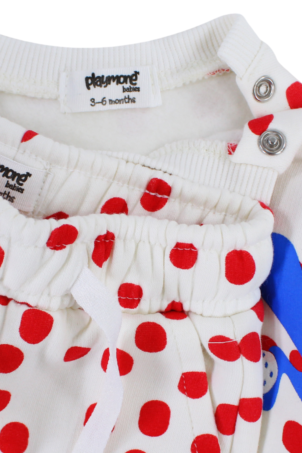 baby girls cotton 2-piece outfit set – offwhite with red dots