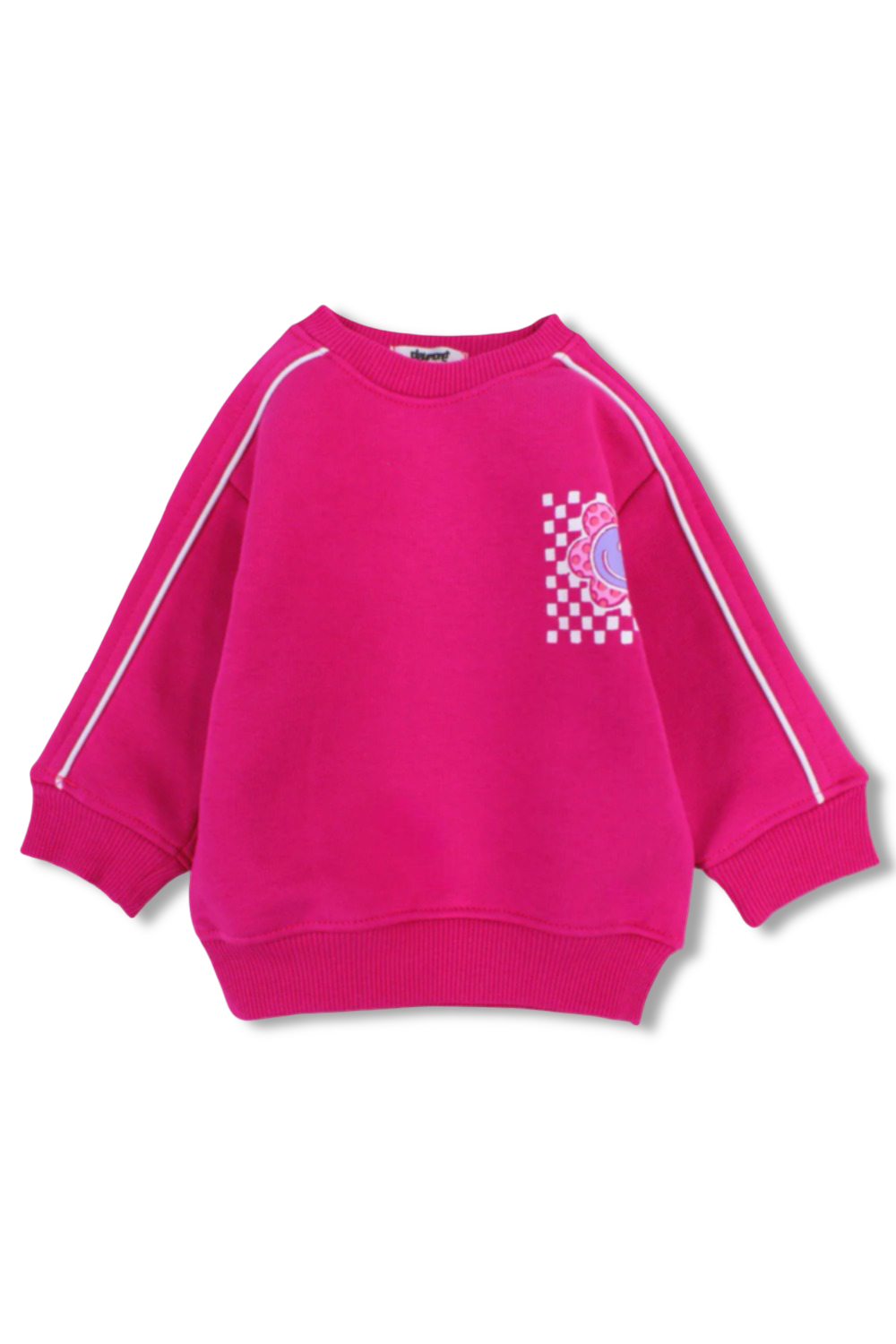 baby girls cotton sweatshirt – fuchsia with flowers print