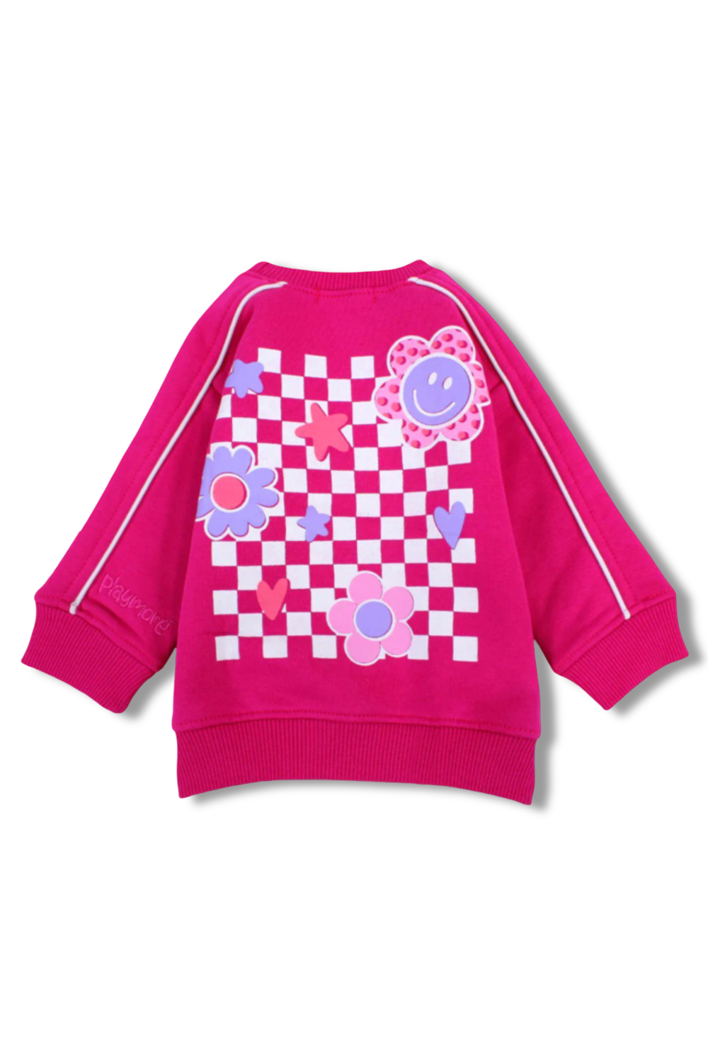 baby girls cotton sweatshirt – fuchsia with flowers print