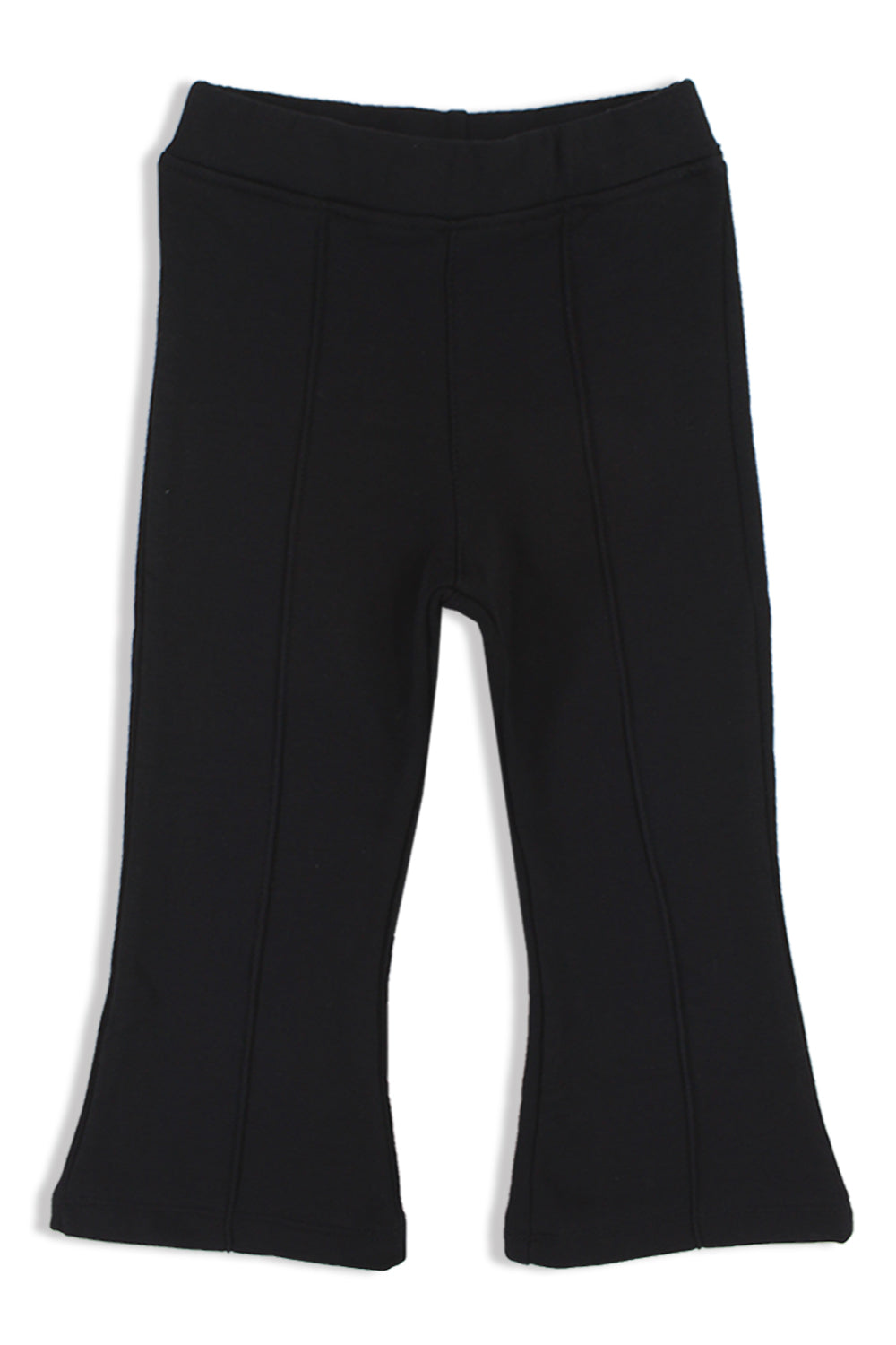 girls creased front flared pants – black