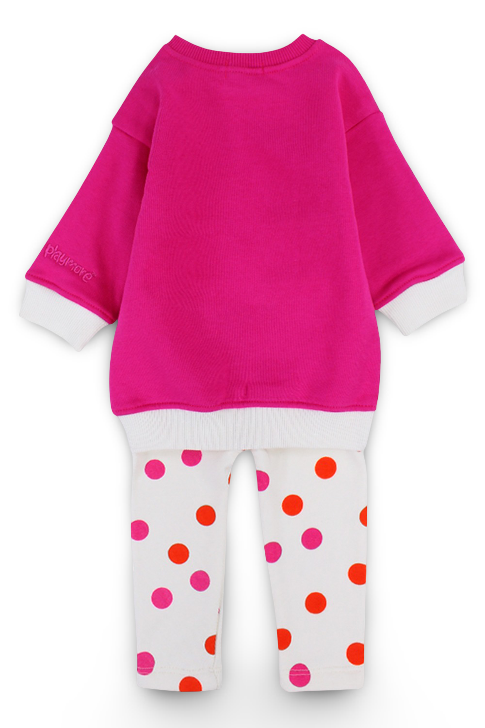 baby girls cotton outfit set – offwhite & fuchsia with "little miss sunshine" design